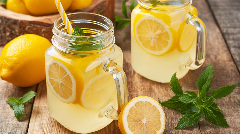 Jar of homemade lemonade