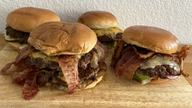 Four burgers from Chili's and Applebee's